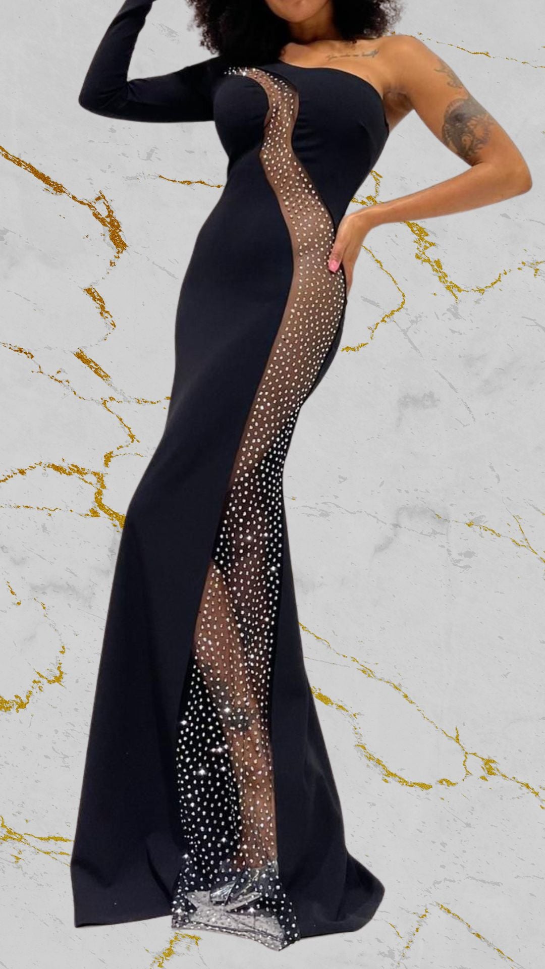 Robe noire avec strass