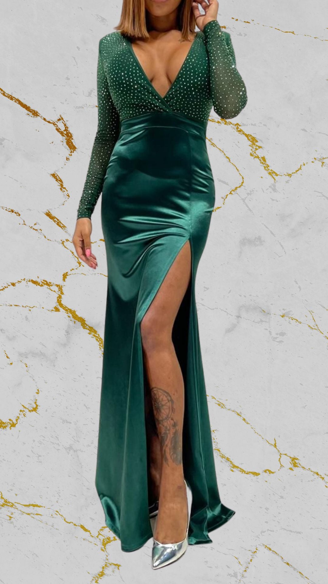 Emerald Dress with Slit